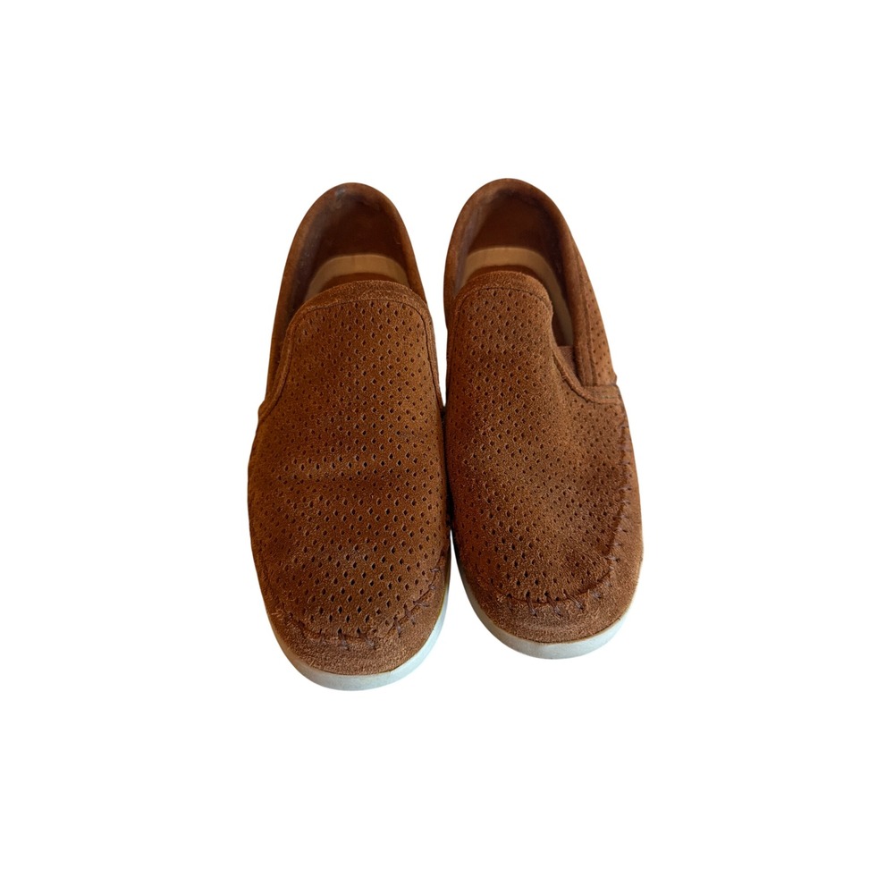 Minnetonka Loafers Brown Suede Perforated Slip On Flats Moccasin Shoes Size 9